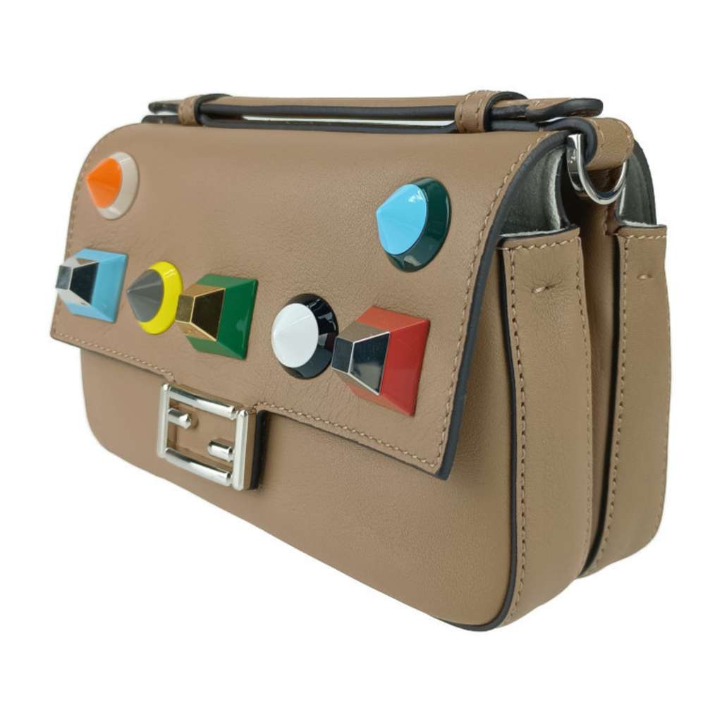 Fendi Chain Baguette Charm Bag Beige Leather Good condition - Inside View