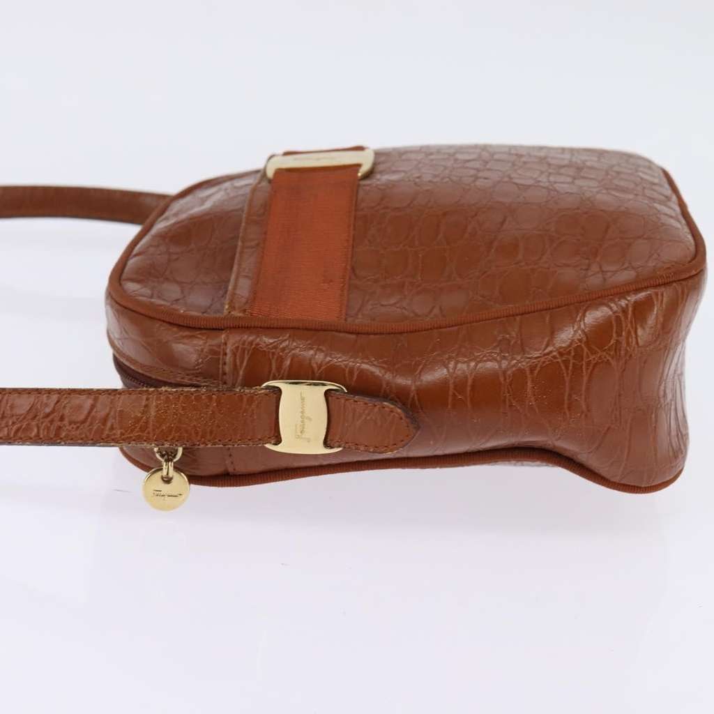 Salvatore Ferragamo Vala Shoulder Bag Brown Leather Good condition - Inside View