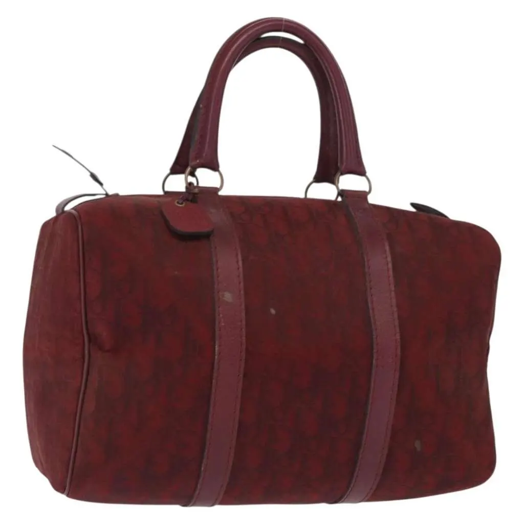 Dior Vintage Trotter Boston Bag Red Canvas Good - Front View
