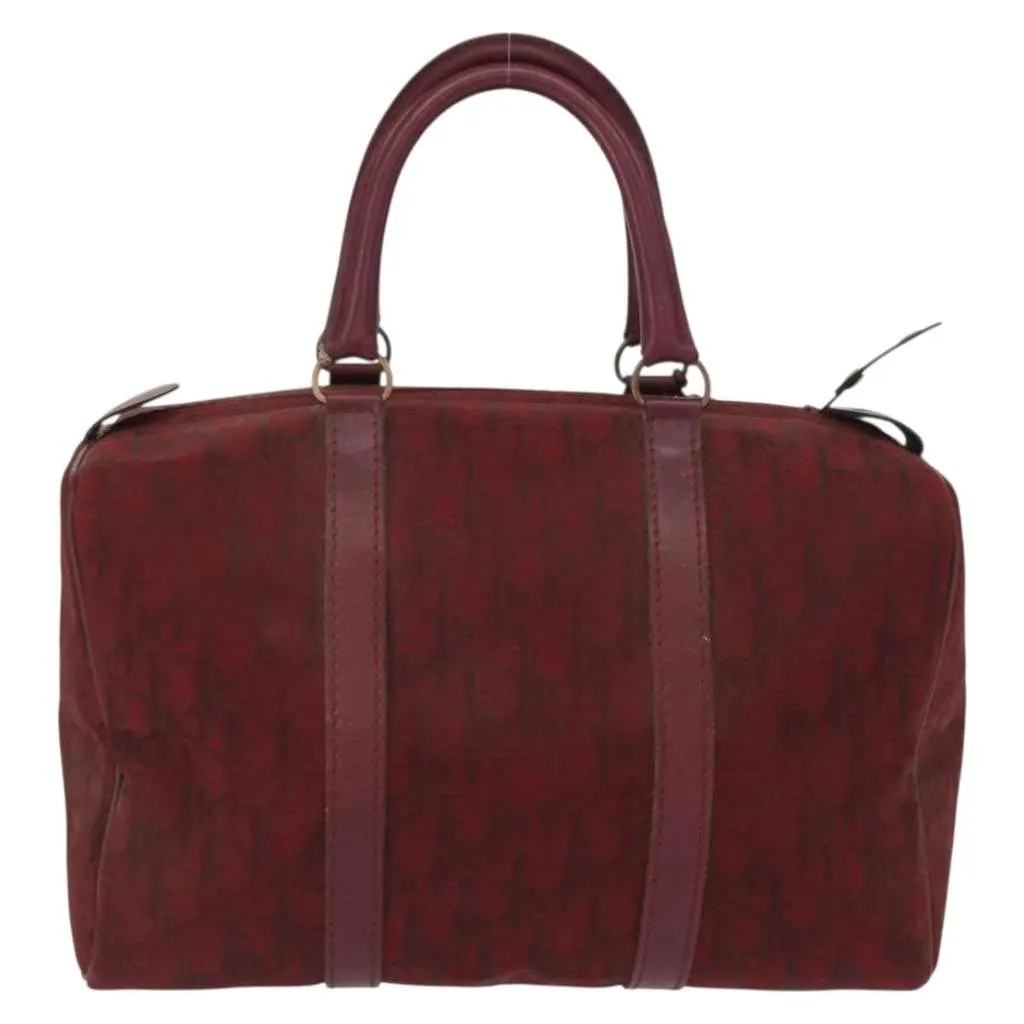 Dior Vintage Trotter Boston Bag Red Canvas Good - Back View