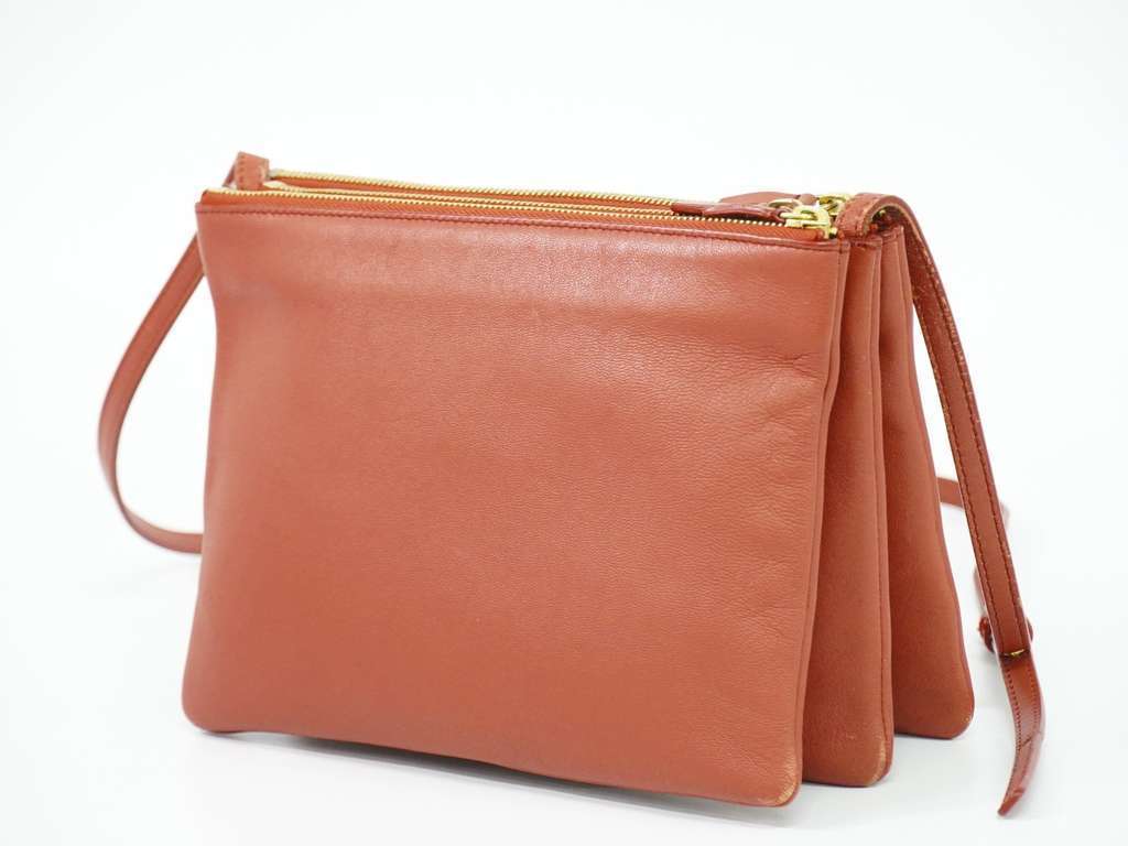 Celine Trio Crossbody Bag Red Leather Fair condition - Back View