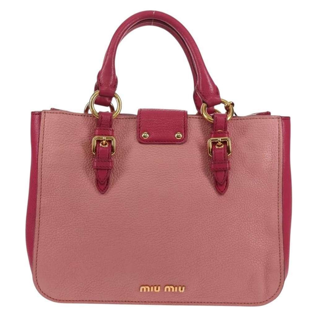 Miu Miu Madras Convertible Lock Tote Pink Leather Good condition - Back View