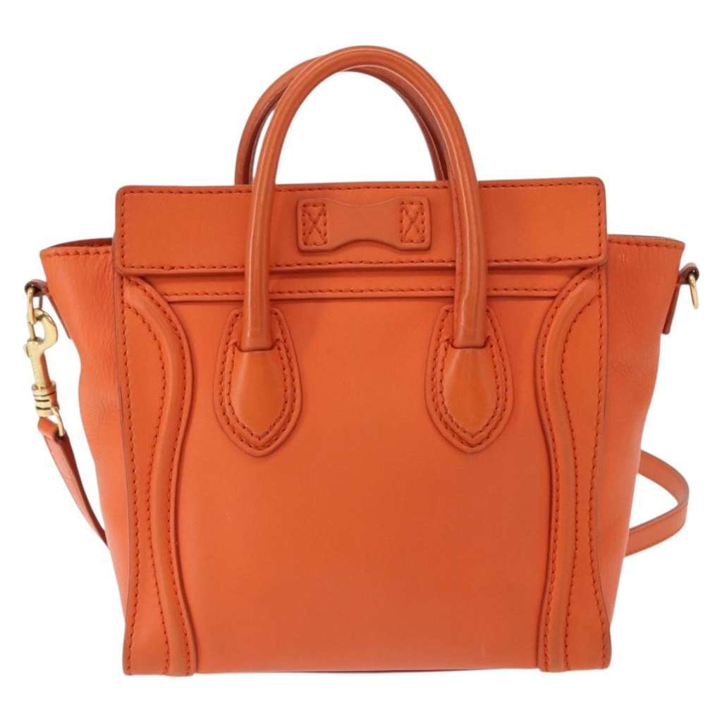 Celine Luggage Bag Orange Leather Good condition - Back View
