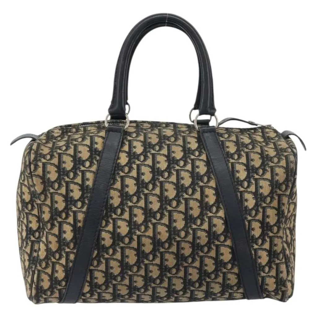 Dior Vintage Trotter Boston Bag Navy Canvas Good - Back View