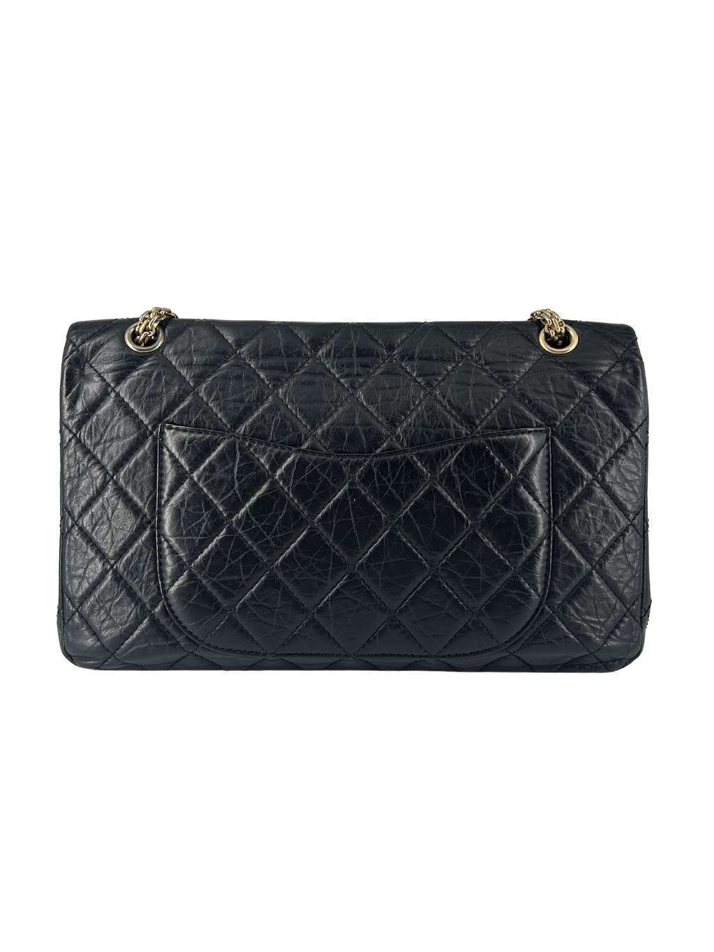 Chanel Reissue 2.55 Flap Bag Black Leather Good condition - Back View