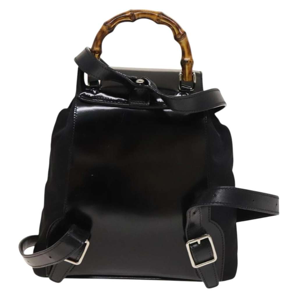 Gucci Vintage Bamboo Backpack Black Good condition - Back View