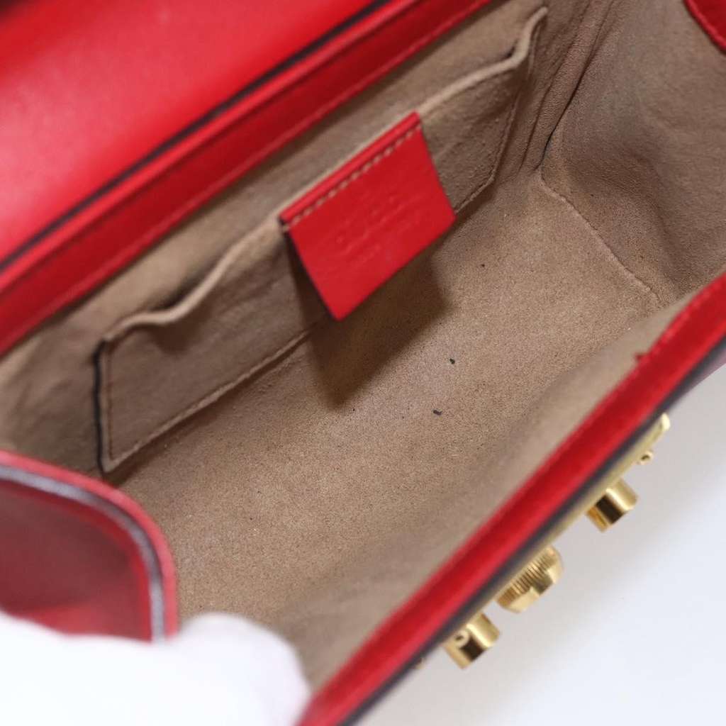 Gucci Padlock Shoulder Bag Red Leather Good condition - Box View