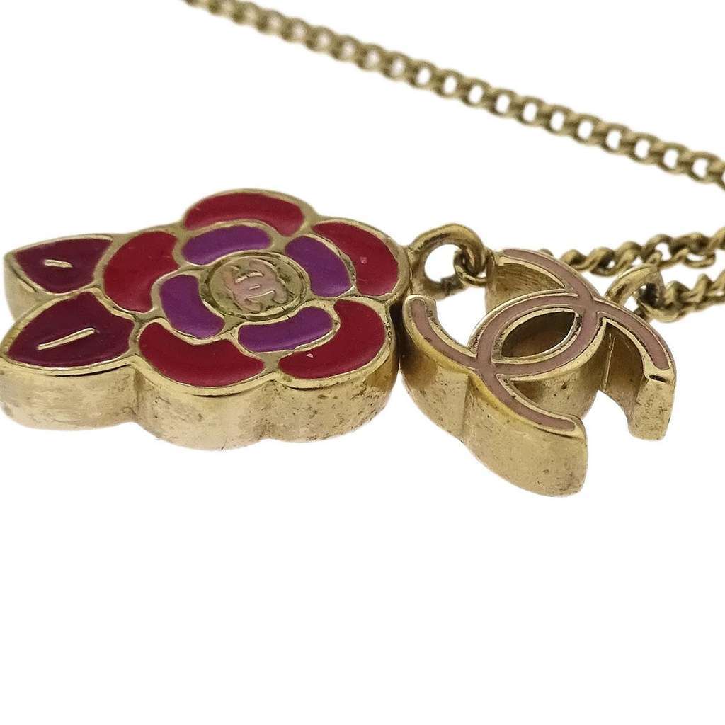 Chanel Camellia Pendant Necklace Gold Good condition - Inside View