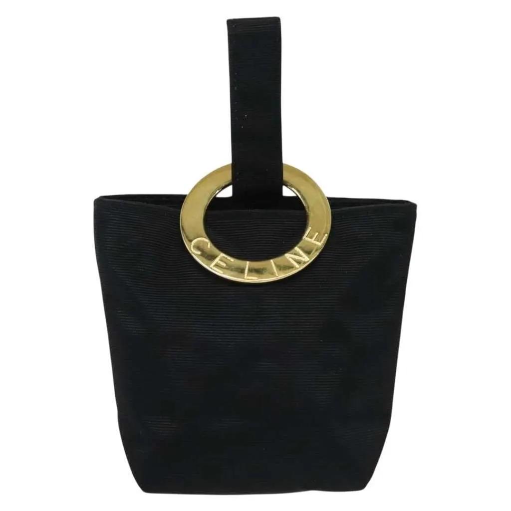 Celine Circle Logo Pouch Black Good - Front View