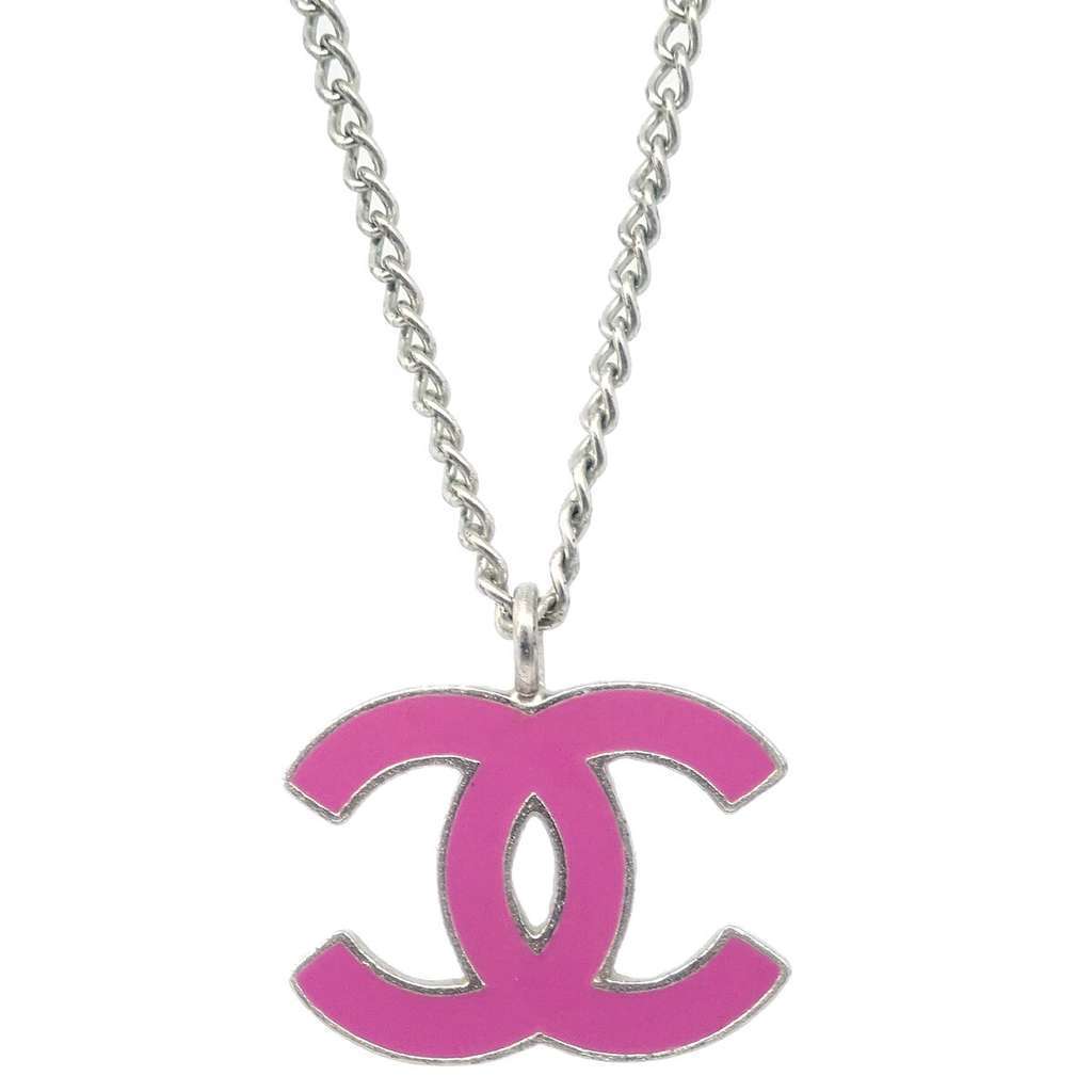 Chanel CC Pendant Necklace Silver Good condition - Back View