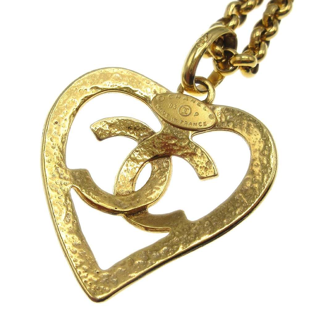 Chanel CC Heart Pendant Necklace Gold Good condition - Inside View