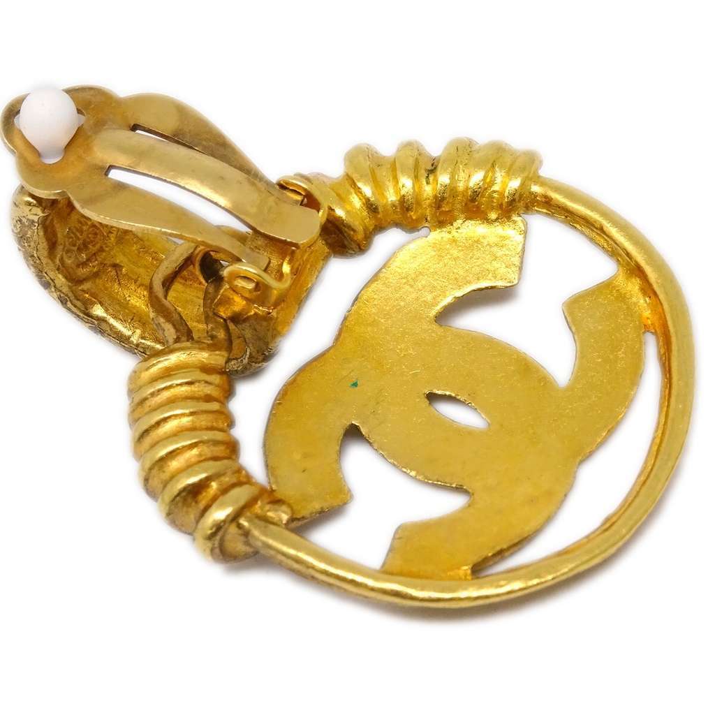 Chanel Vintage CC Earrings Gold Good condition - Back View
