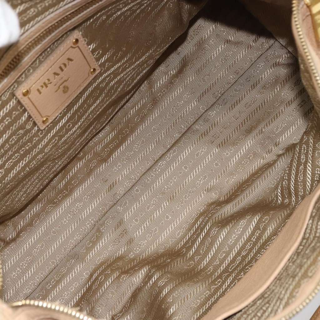 Prada Front Zip Convertible Satchel Beige Leather Fair condition - Box View