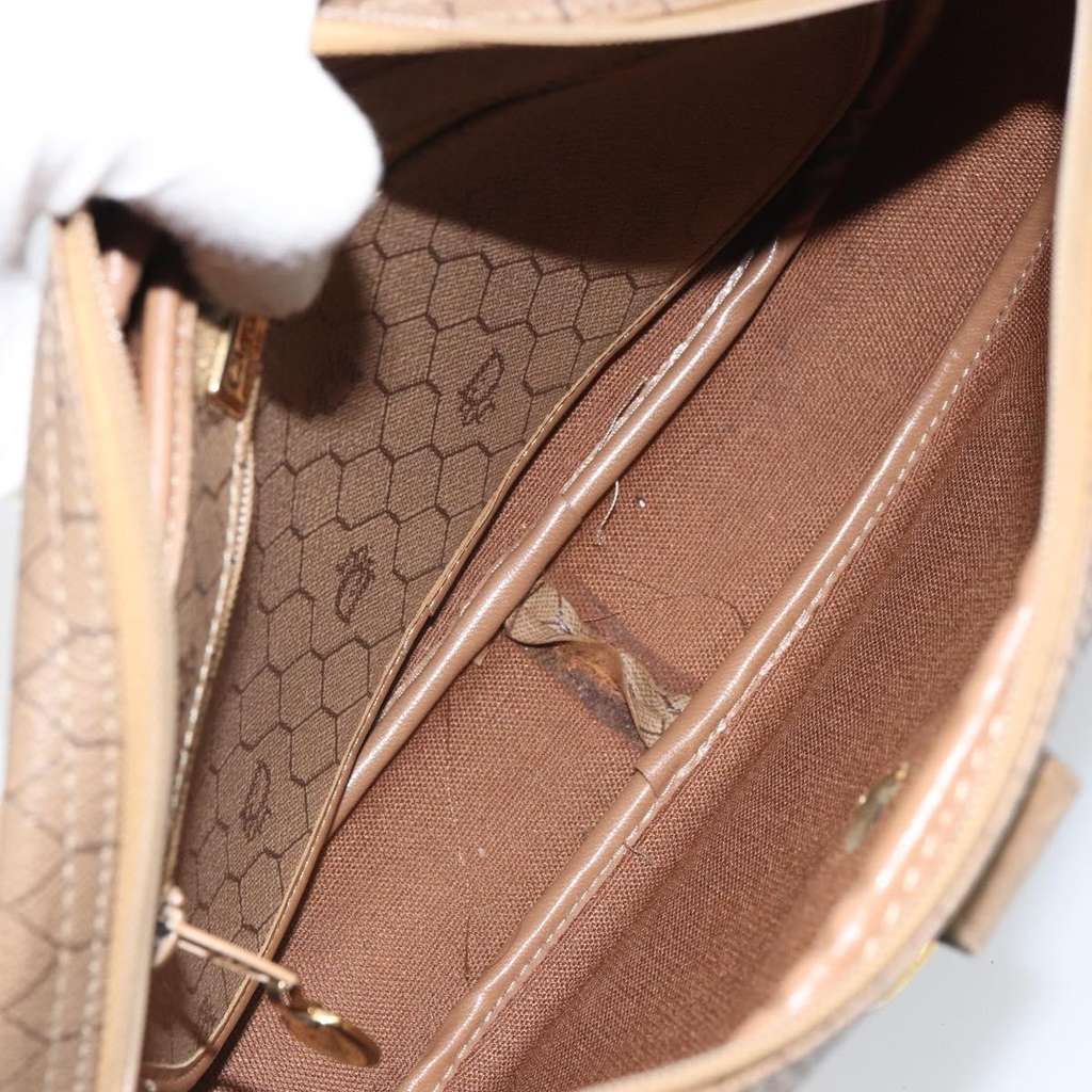 Christian Dior Vintage Honeycomb Shoulder Bag Beige Canvas Good condition - Box View