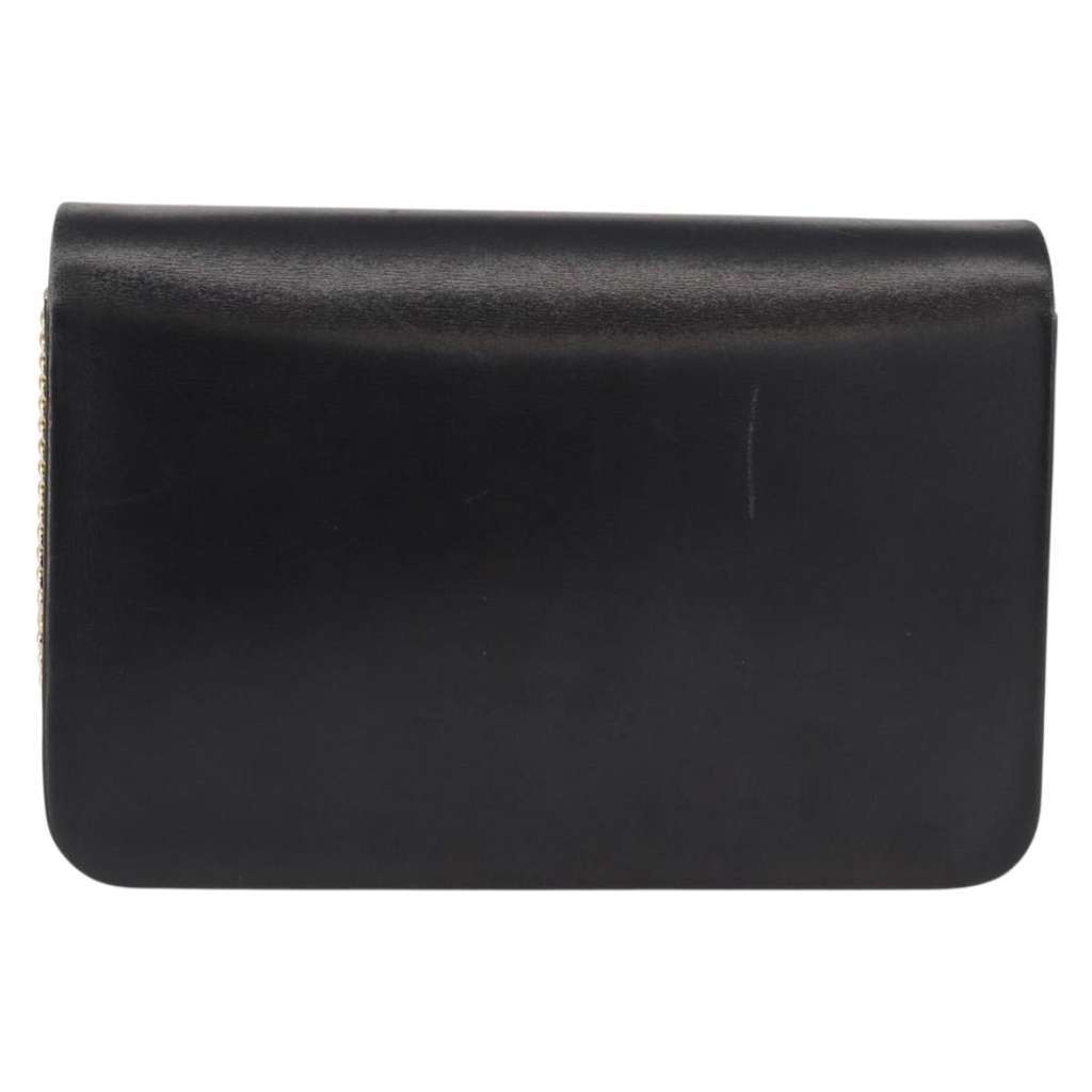 Christian Dior Vintage CD Chain Flap Shoulder Bag Black Leather Good condition - Back View