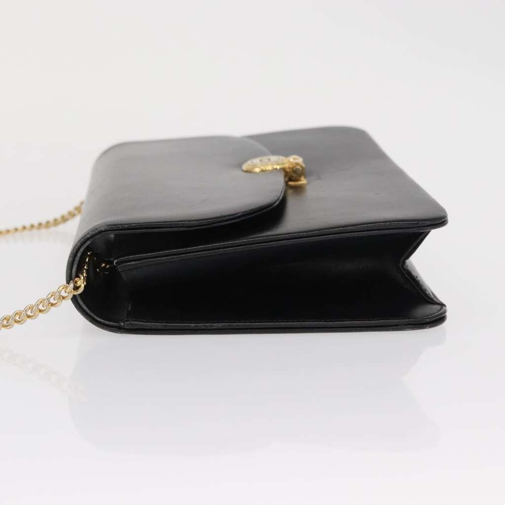 Christian Dior Vintage CD Chain Flap Shoulder Bag Black Leather Good condition - Model View