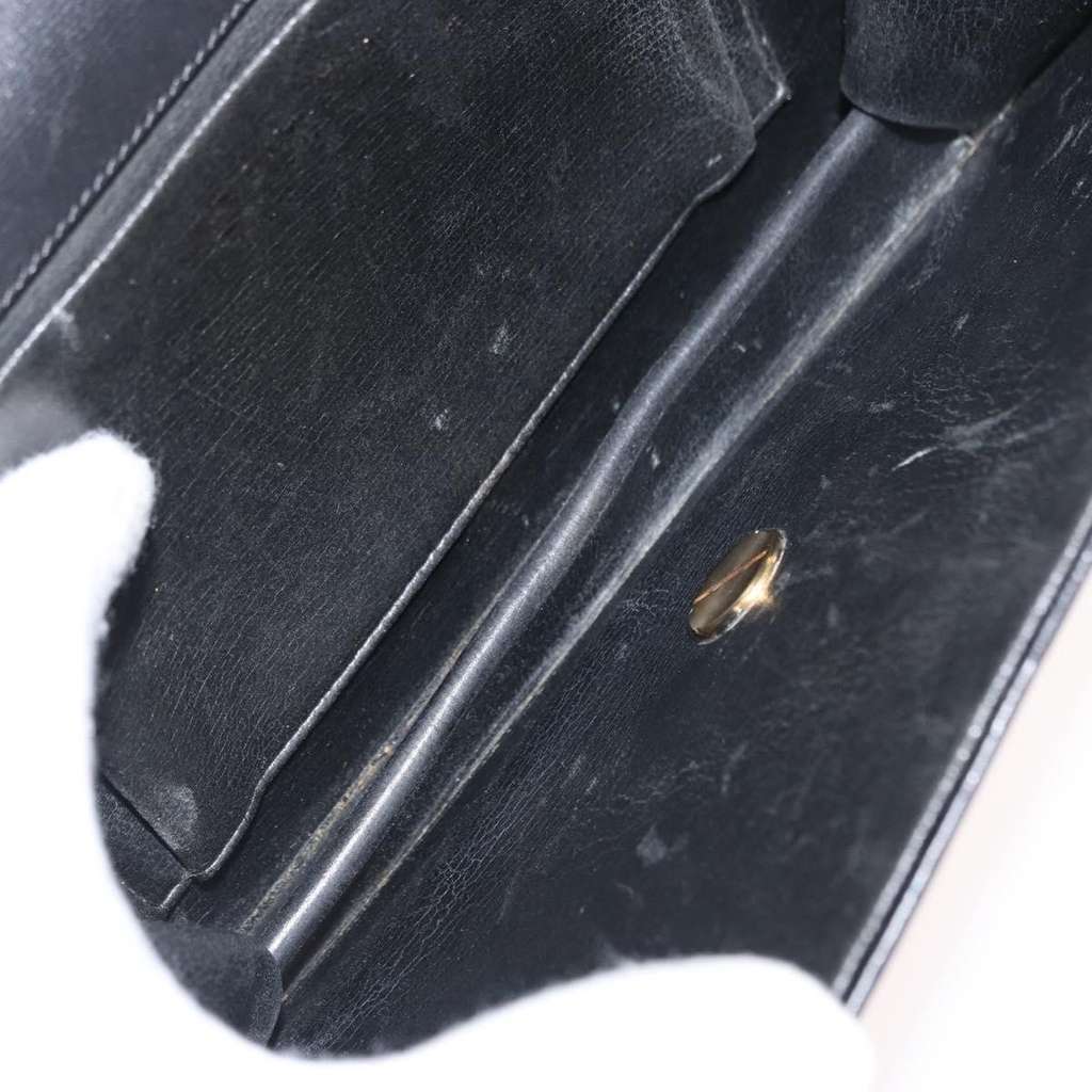 Christian Dior Vintage CD Chain Flap Shoulder Bag Black Leather Good condition - Box View