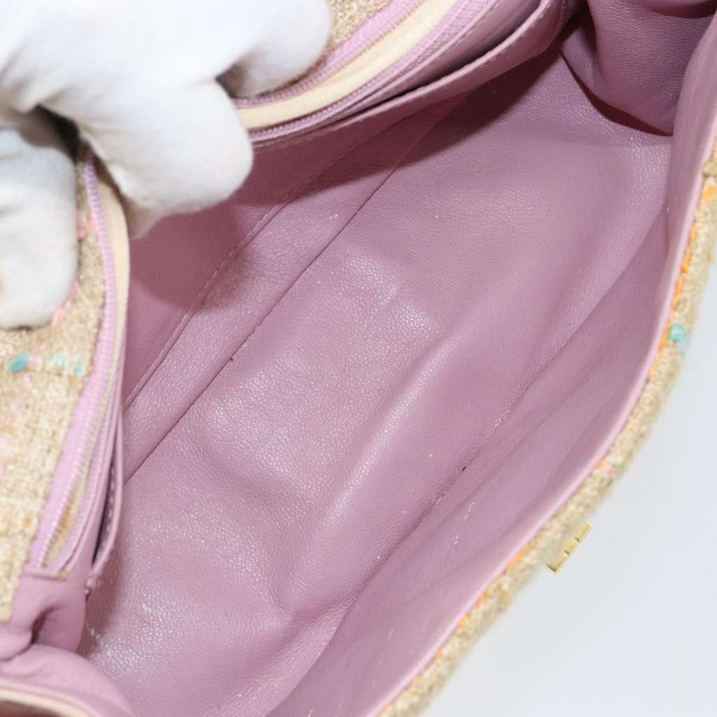 Chanel Chocolate Bar 2.55 Shoulder bag Beige Tweed Good condition - Box View