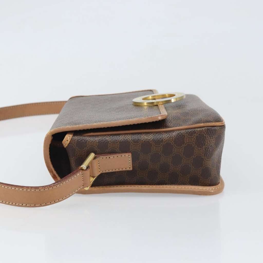 Celine Vintage Macadam Circle Logo Shoulder Bag Brown Good condition - Model View
