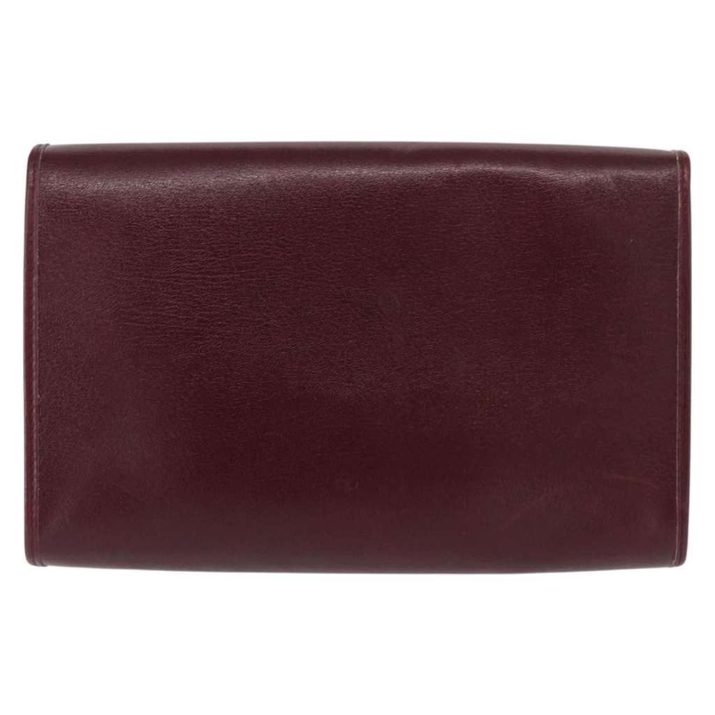 Christian Dior Vintage Chain Flap Shoulder Bag Burgundy Leather Fair condition - Back View