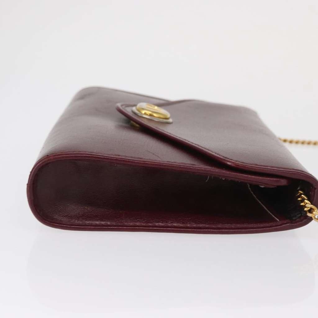 Christian Dior Vintage Chain Flap Shoulder Bag Burgundy Leather Fair condition - Inside View