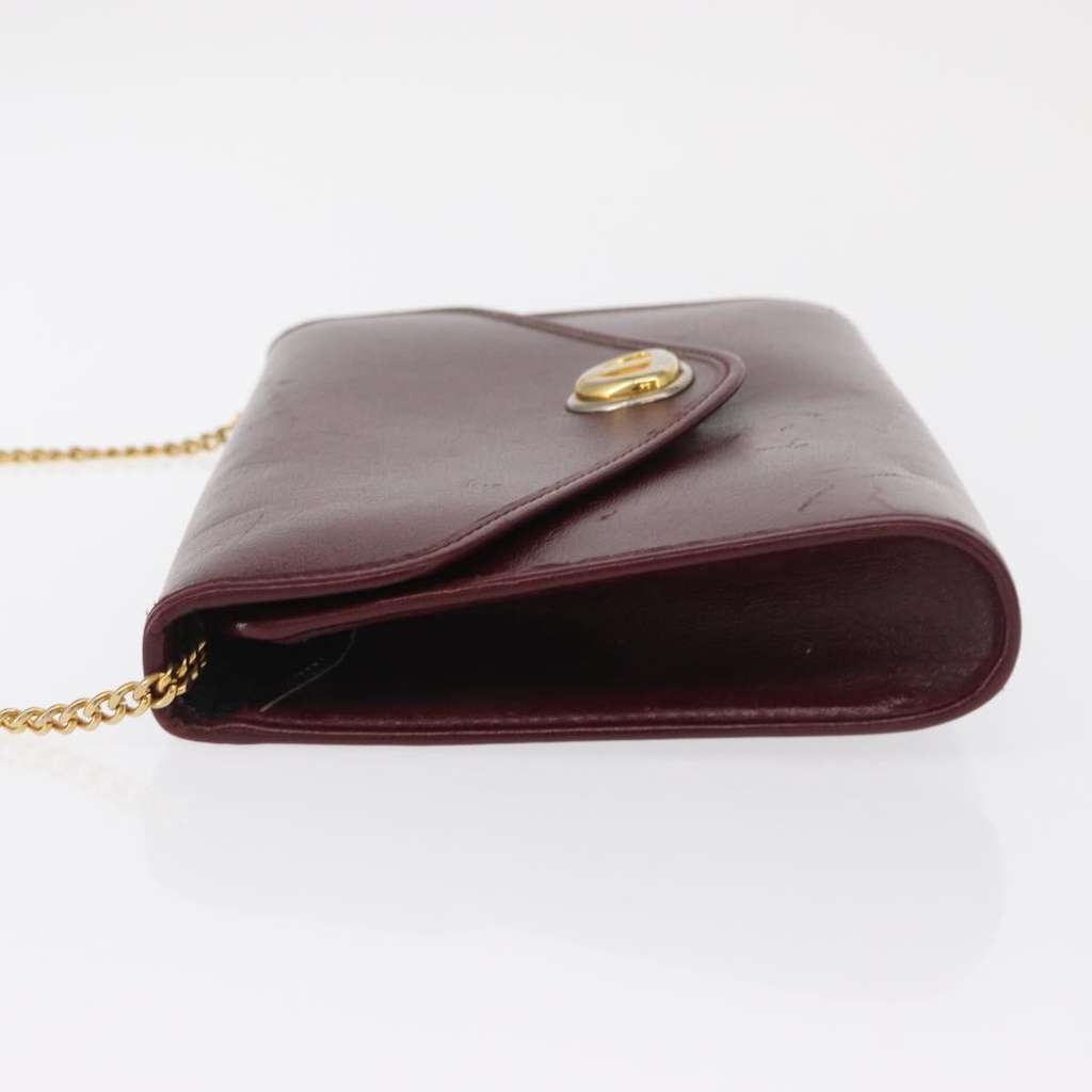 Christian Dior Vintage Chain Flap Shoulder Bag Burgundy Leather Fair condition - Model View