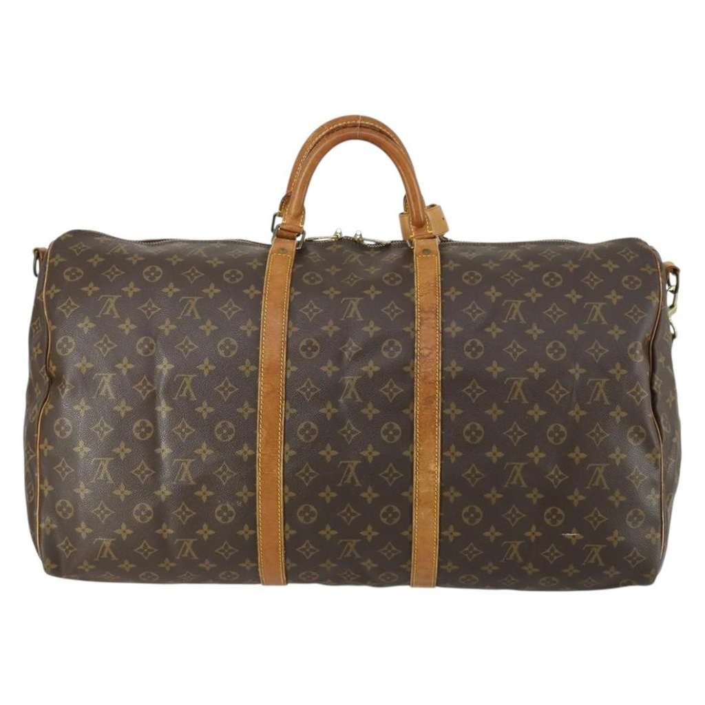 Louis Vuitton Keepall Bandouliere Bag Brown Canvas Fair condition - Back View