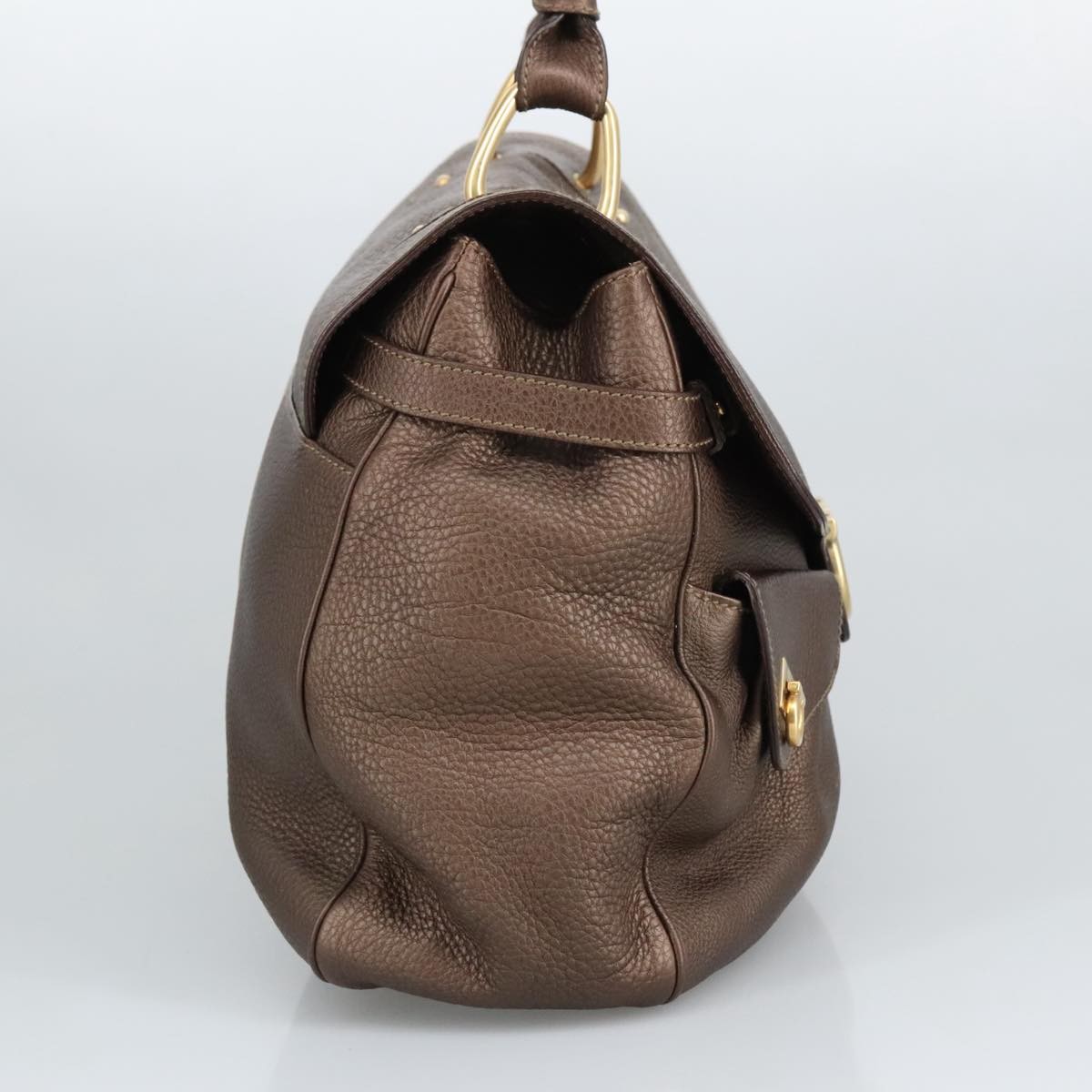 Salvatore Ferragamo Gancini Shoulder Bag Brown Leather Good condition - Inside View