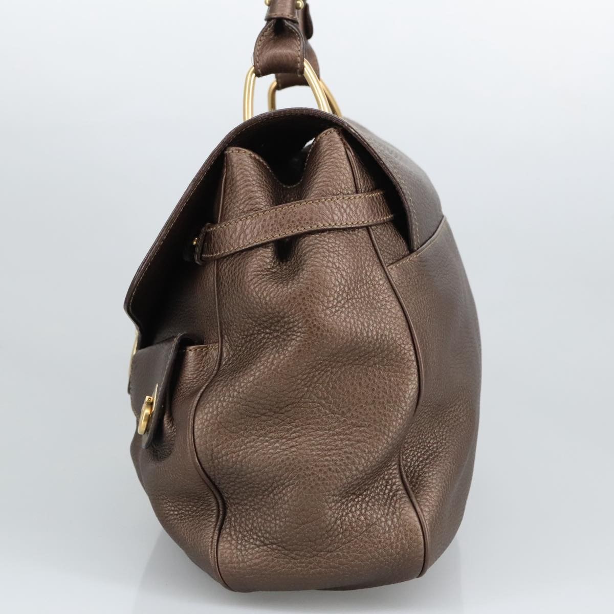 Salvatore Ferragamo Gancini Shoulder Bag Brown Leather Good condition - Model View