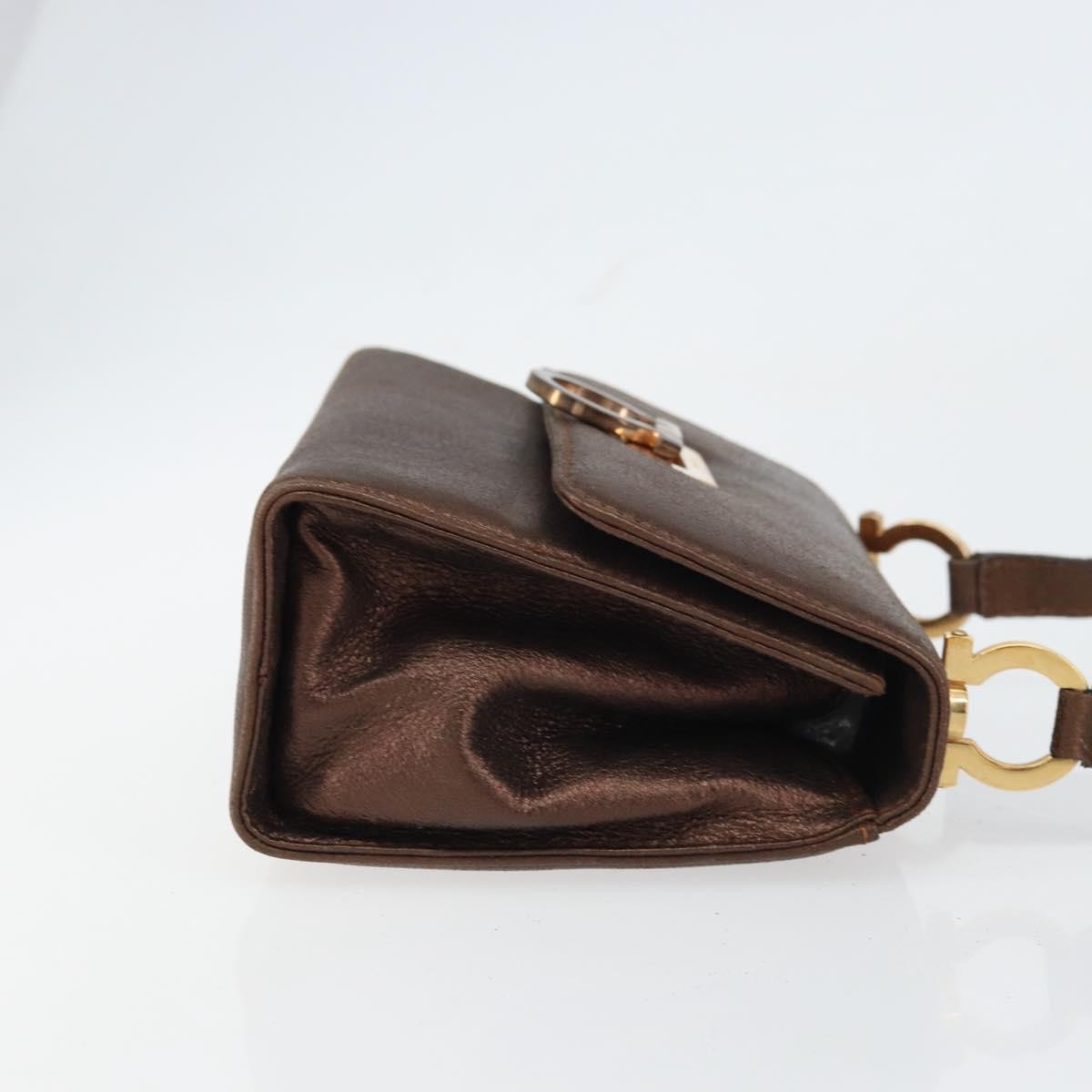 Salvatore Ferragamo Gancini Shoulder Bag Gold Leather Good condition - Inside View