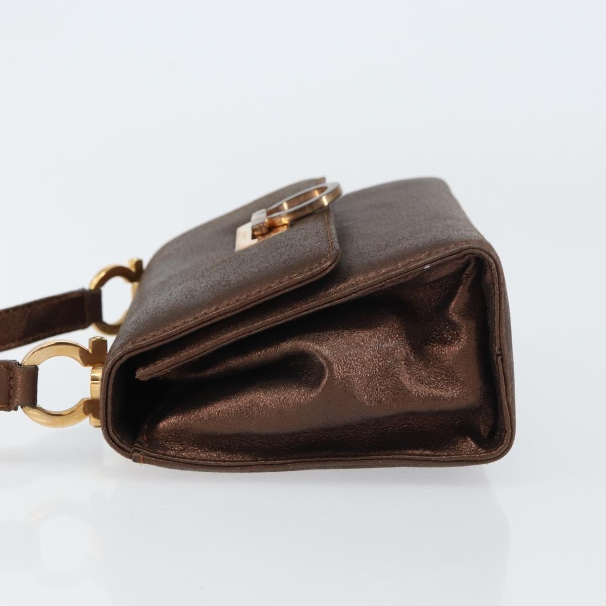 Salvatore Ferragamo Gancini Shoulder Bag Gold Leather Good condition - Model View