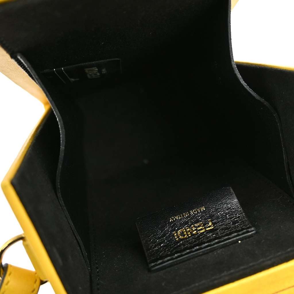 Fendi Logo Vertical Box Crossbody Bag Yellow Leather Good condition - Inside View