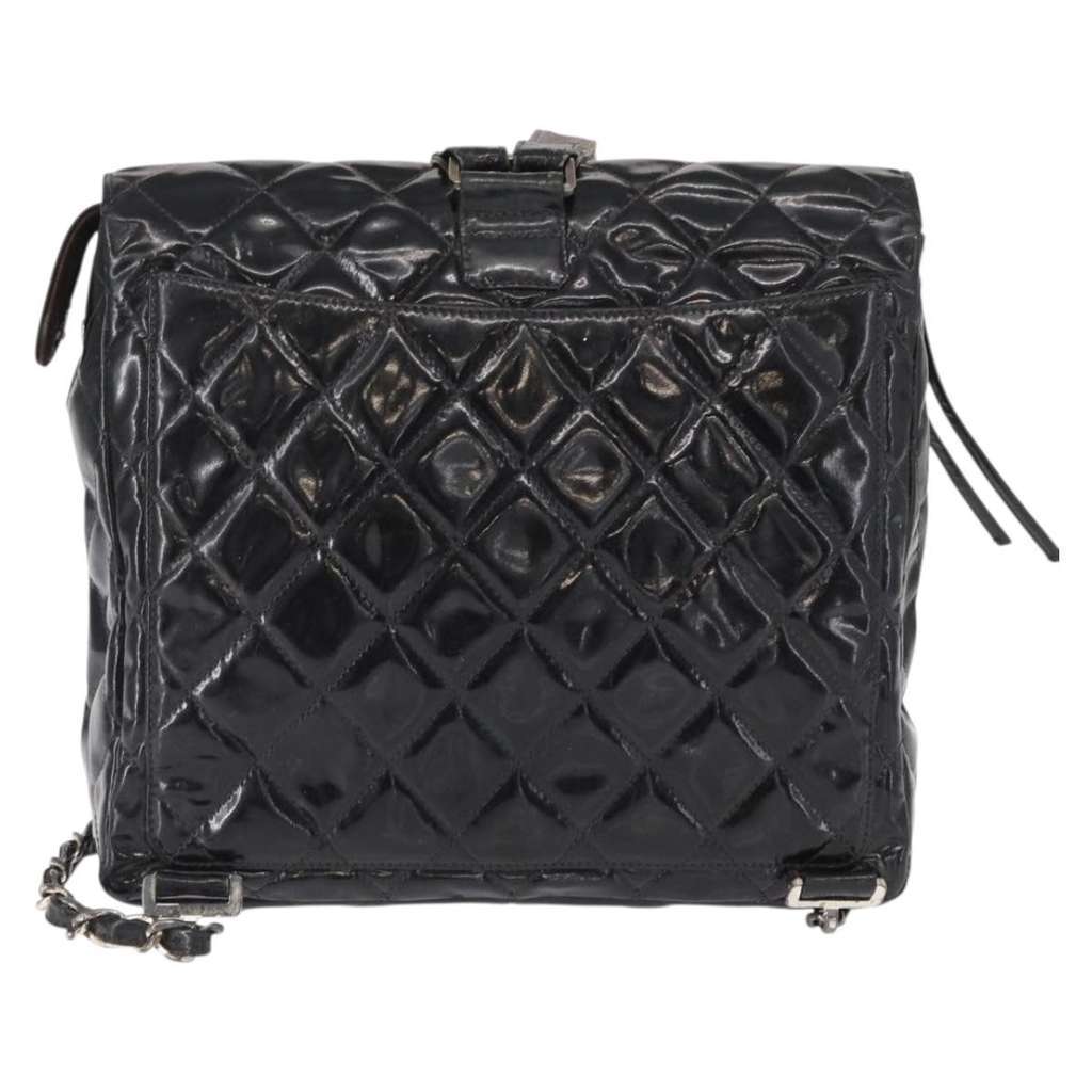 Chanel Vintage Square Flap Backpack Black Fair condition - Back View
