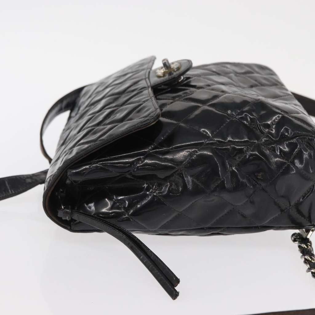 Chanel Vintage Square Flap Backpack Black Fair condition - Model View