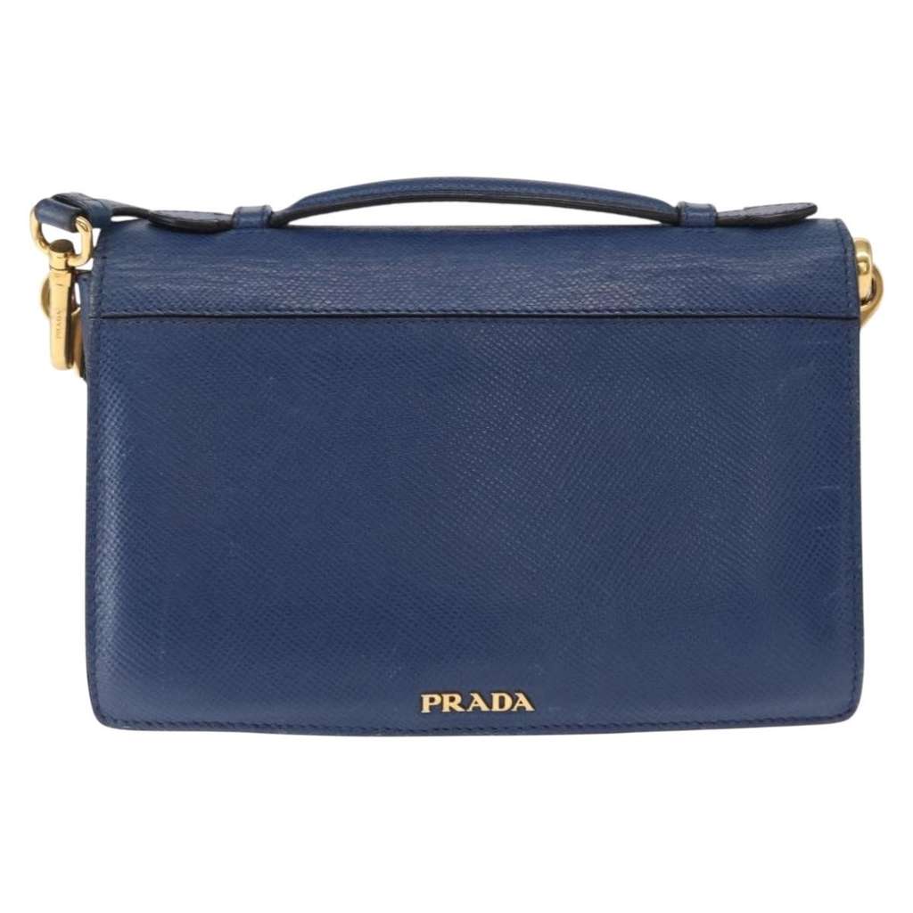 Prada Vintage Handbag Blue Leather Fair condition - Back View