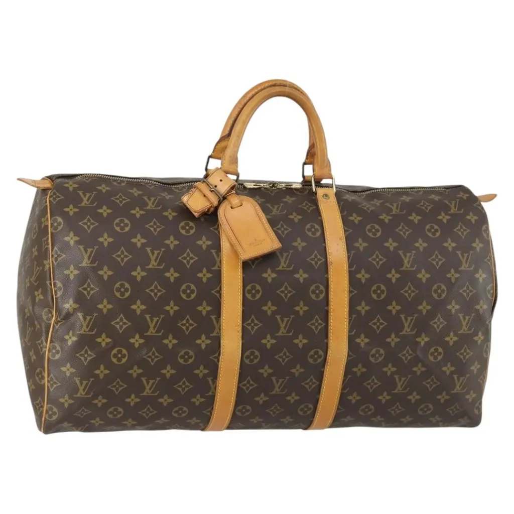 Louis Vuitton Keepall Bag Brown Canvas Fair - Front View