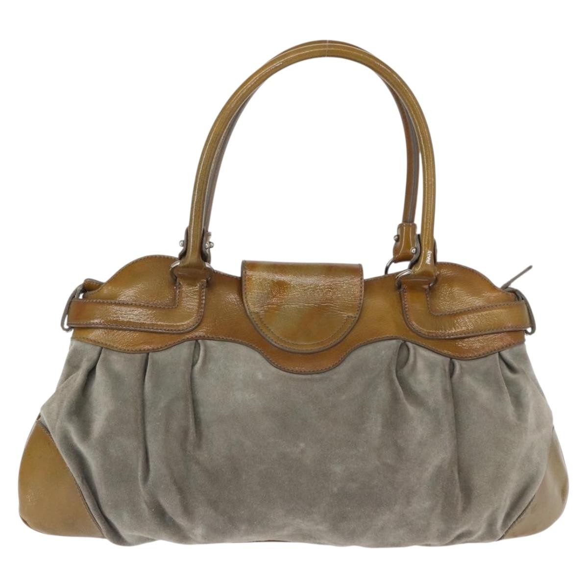 Salvatore Ferragamo Gancini handbag Green Suede Good condition - Back View