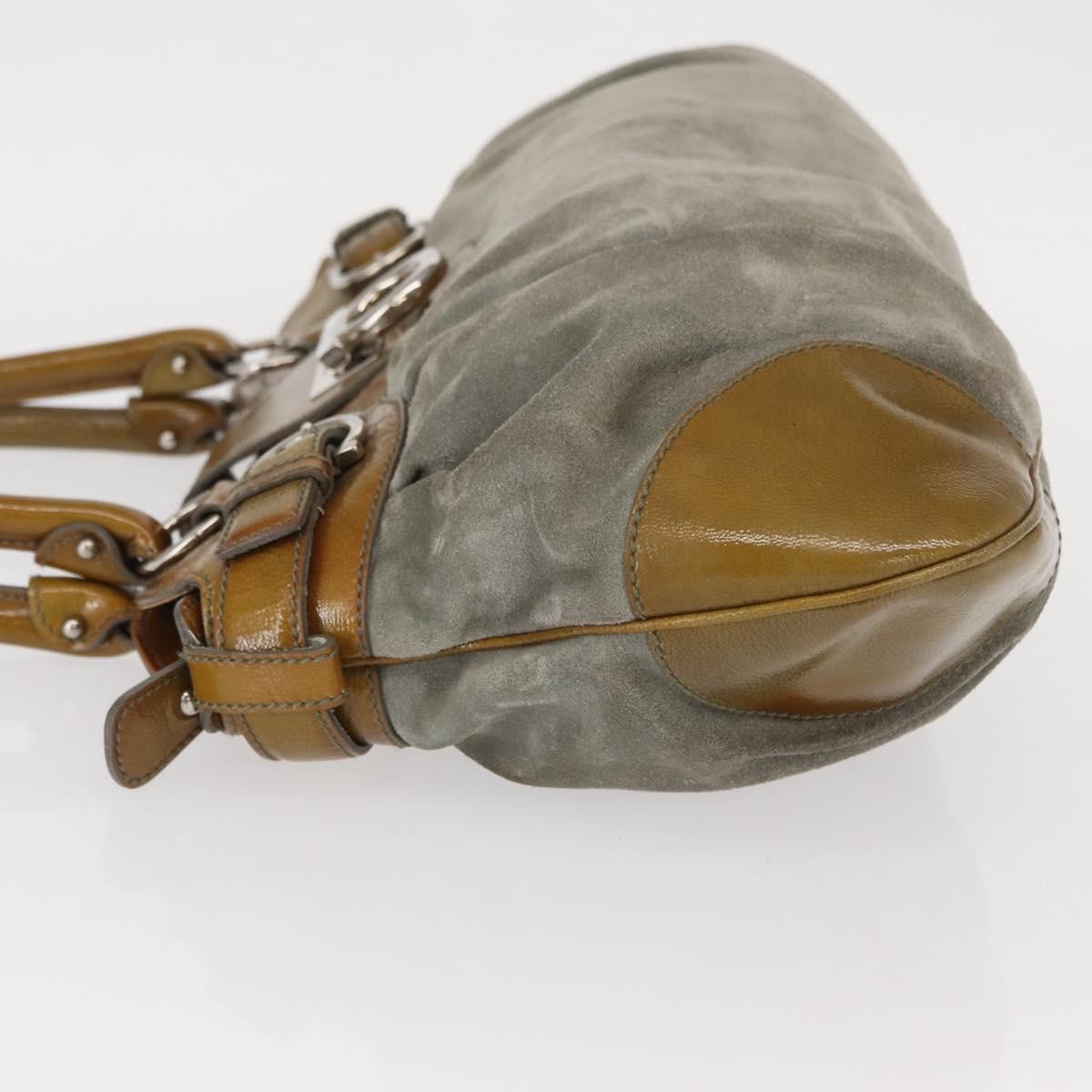 Salvatore Ferragamo Gancini handbag Green Suede Good condition - Model View