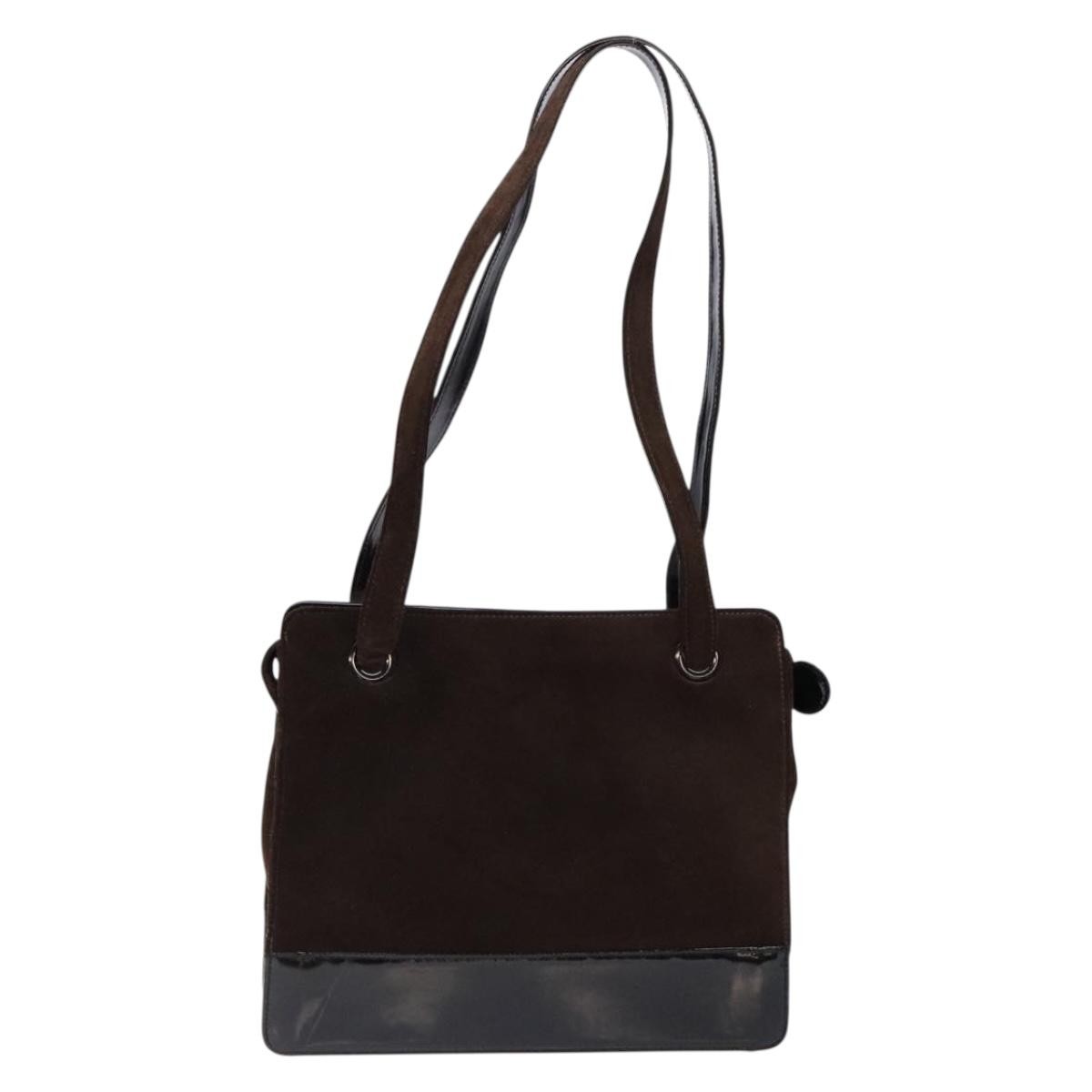 Chanel Vintage Logo Tote Brown Suede Good condition - Back View