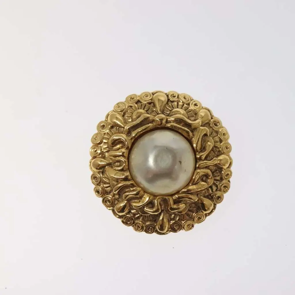 Chanel Vintage CC Clip-On Earrings Gold Metal Good - Back View