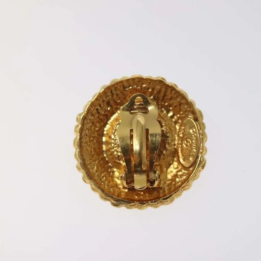Chanel Vintage CC Clip-On Earrings Gold Metal Good - Inside View