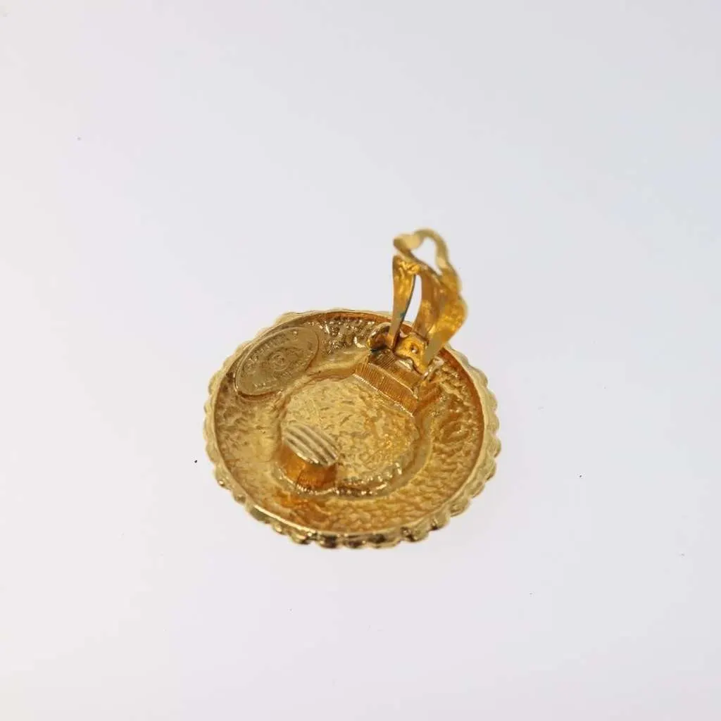 Chanel Vintage CC Clip-On Earrings Gold Metal Good - Model View