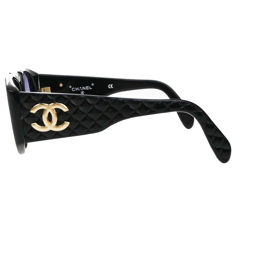 Chanel Logo CC Sunglasses Black Plastic Good condition - Inside View