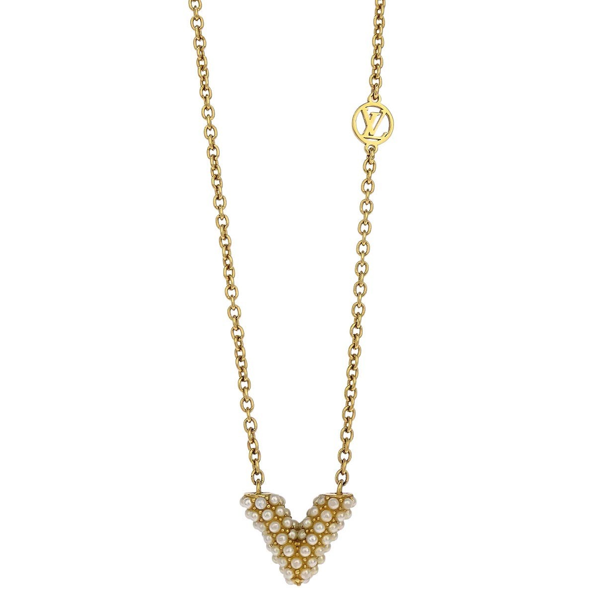 Louis Vuitton Essential V Perle Necklace Gold Good condition - Back View