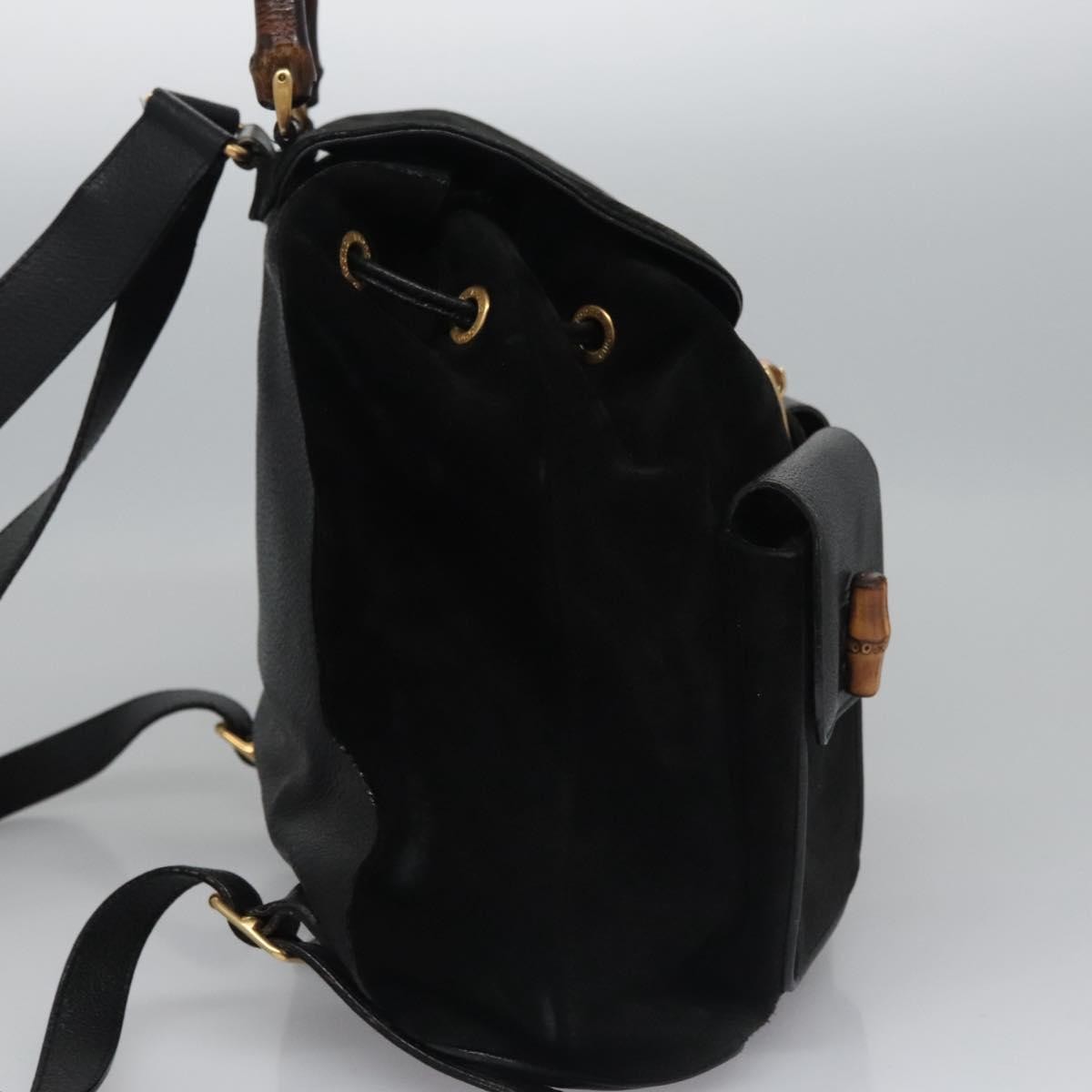 Gucci Vintage Bamboo Backpack Black Suede Good condition - Model View