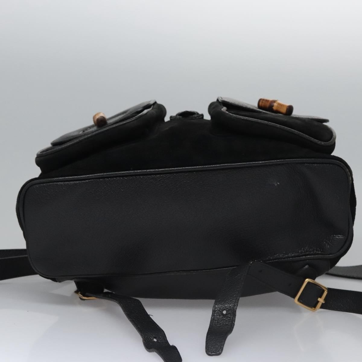 Gucci Vintage Bamboo Backpack Black Suede Good condition - Box View