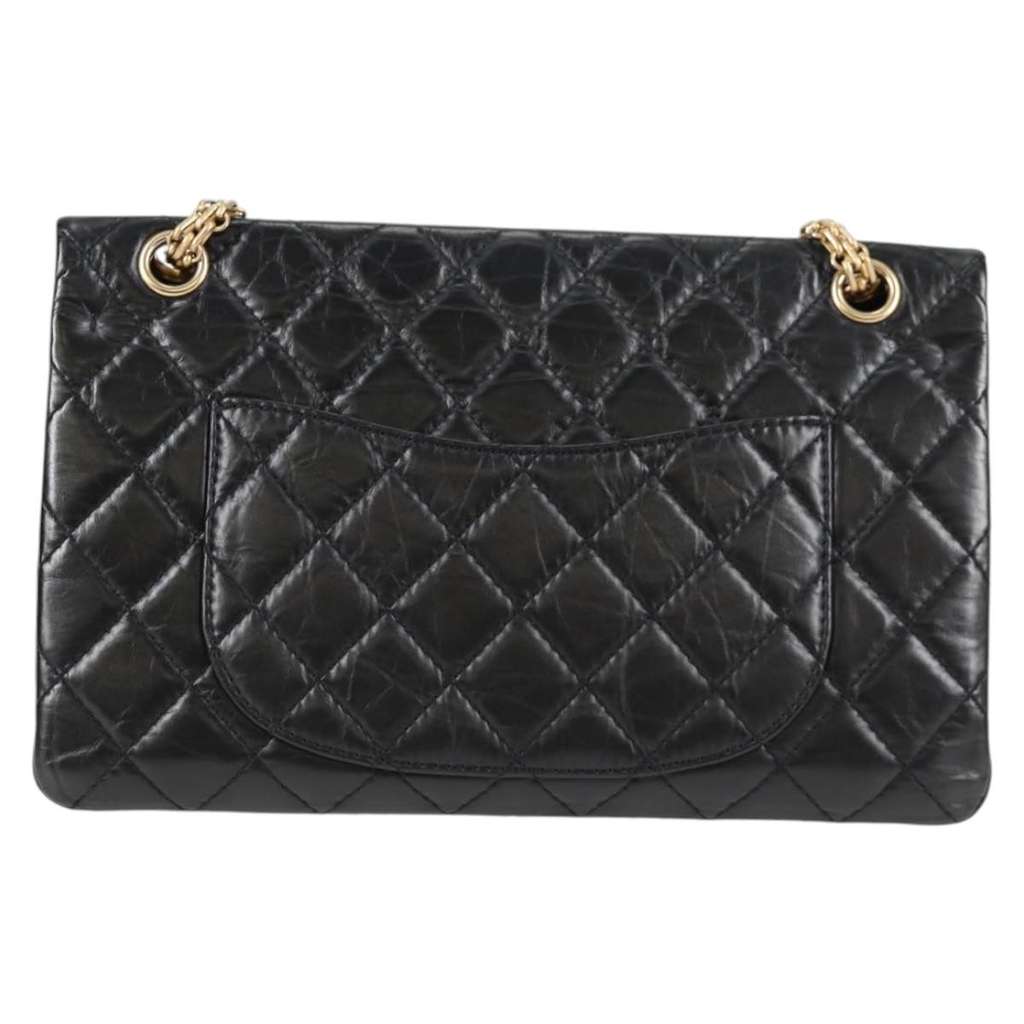 Chanel Reissue 2.55 Flap Bag Black Leather Good condition - Back View