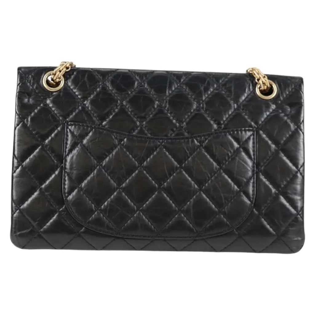 Chanel Reissue 2.55 Flap Bag Black Leather Good - Back View