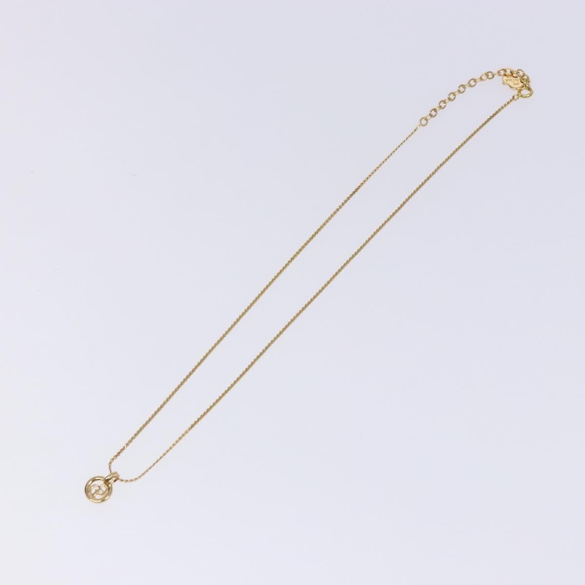 Christian Dior CD Round Pendant Necklace Gold Metal Good condition - Back View