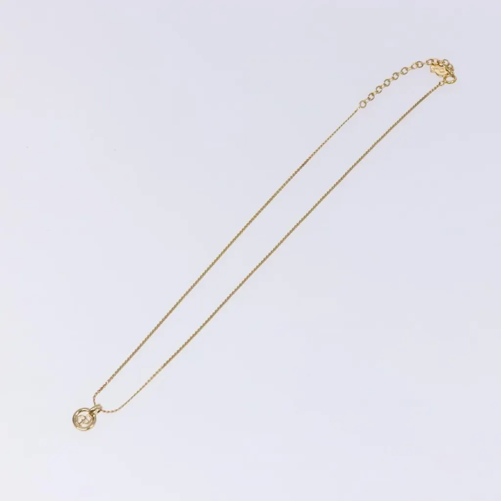 Dior CD Round Pendant Necklace Gold Metal Good - Back View